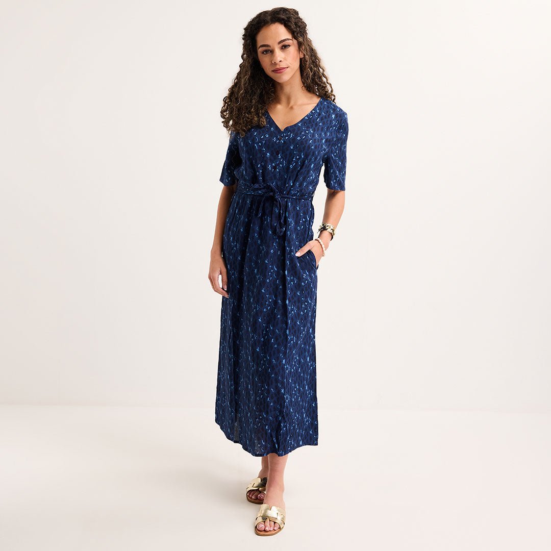 Ladies Navy Geo Animal Print Maxi Dress  You Know Who's