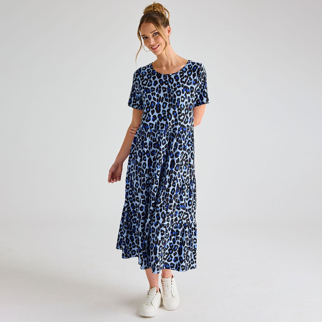 Ladies Navy Leopard Print Dress from You Know Who's