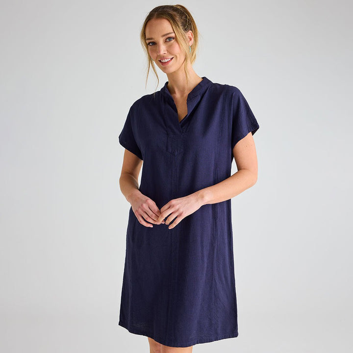 Ladies Navy Linen Pocket Dress from You Know Who's