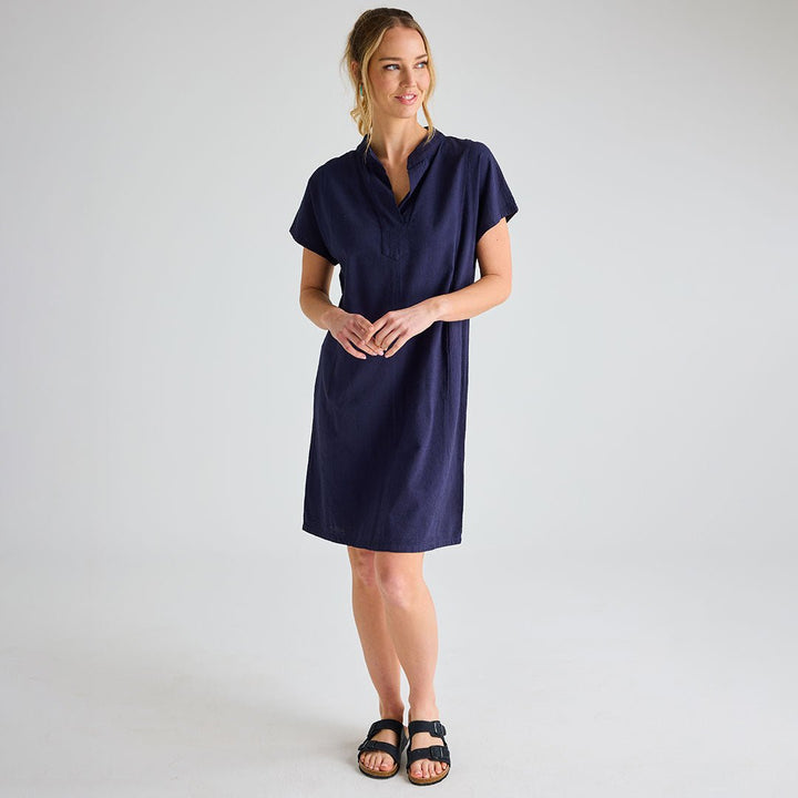 Ladies Navy Linen Pocket Dress from You Know Who's