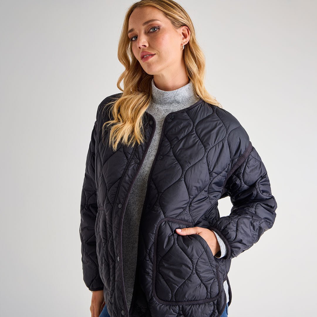 Ladies Oversized Black Quilted Jacket You Know Who s