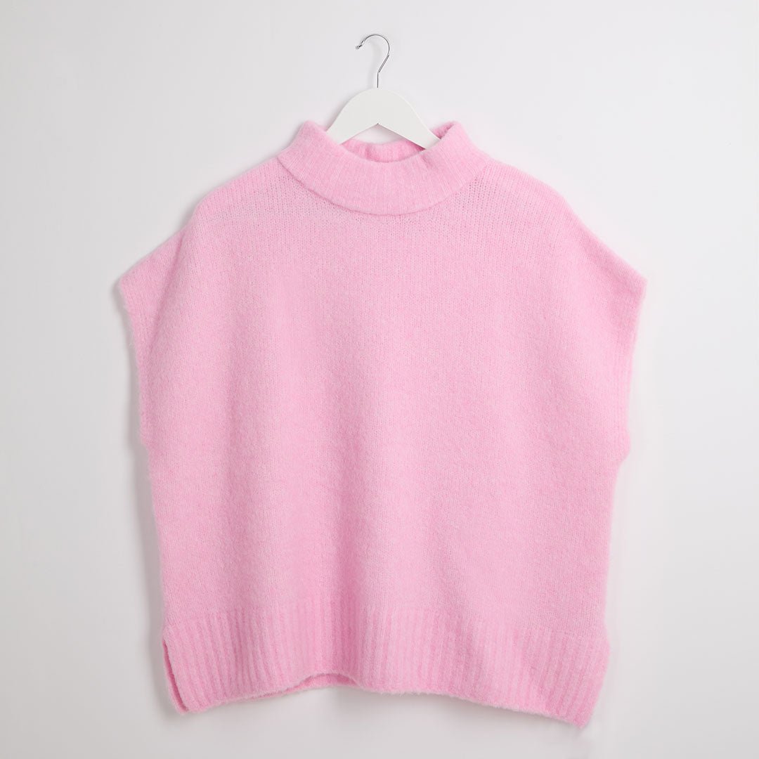 Ladies Pink Fluffy Wool Mix Sleeveless Jumper – You Know Who's