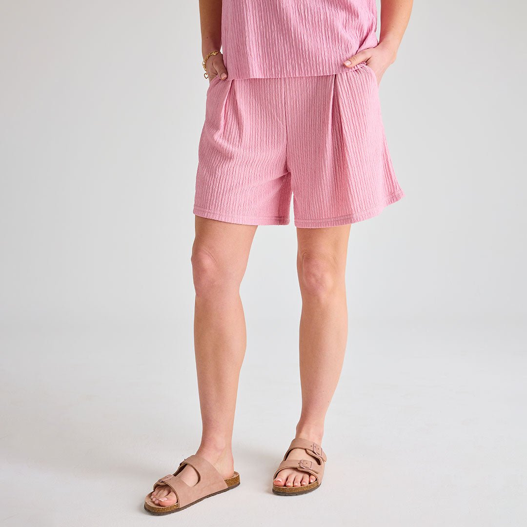 Ladies Pink Plisse 2pk Short from You Know Who's
