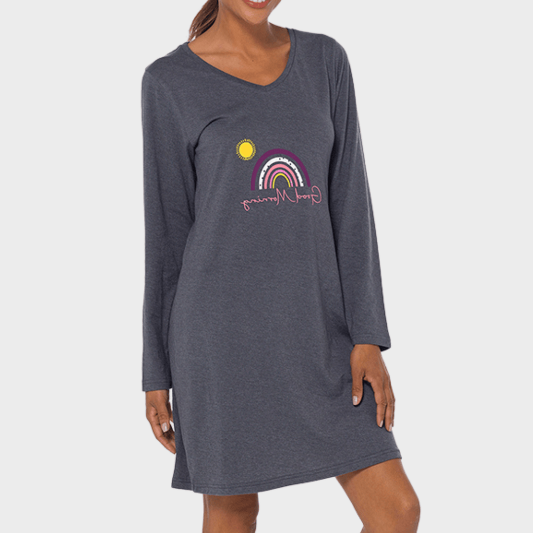 Ladies Rainbow Printed Long Sleeve Nightie from You Know Who's