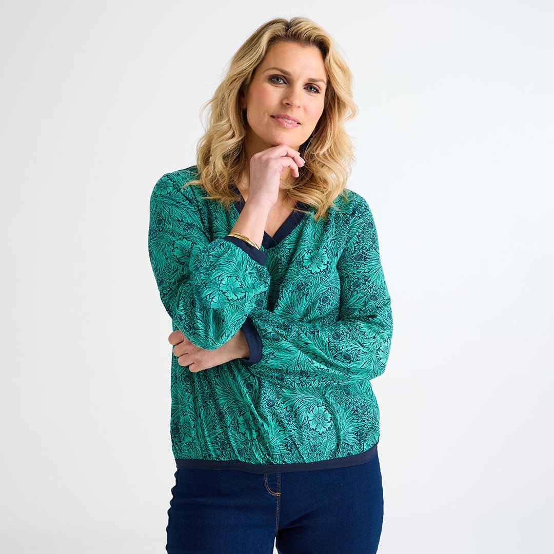 Ladies V Neck Printed Contrast Top from You Know Who's