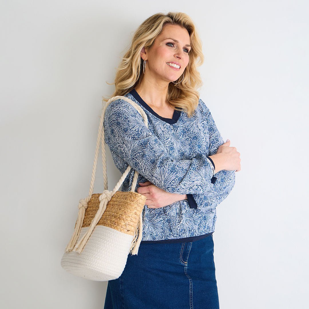 Ladies V Neck Printed Contrast Top from You Know Who's