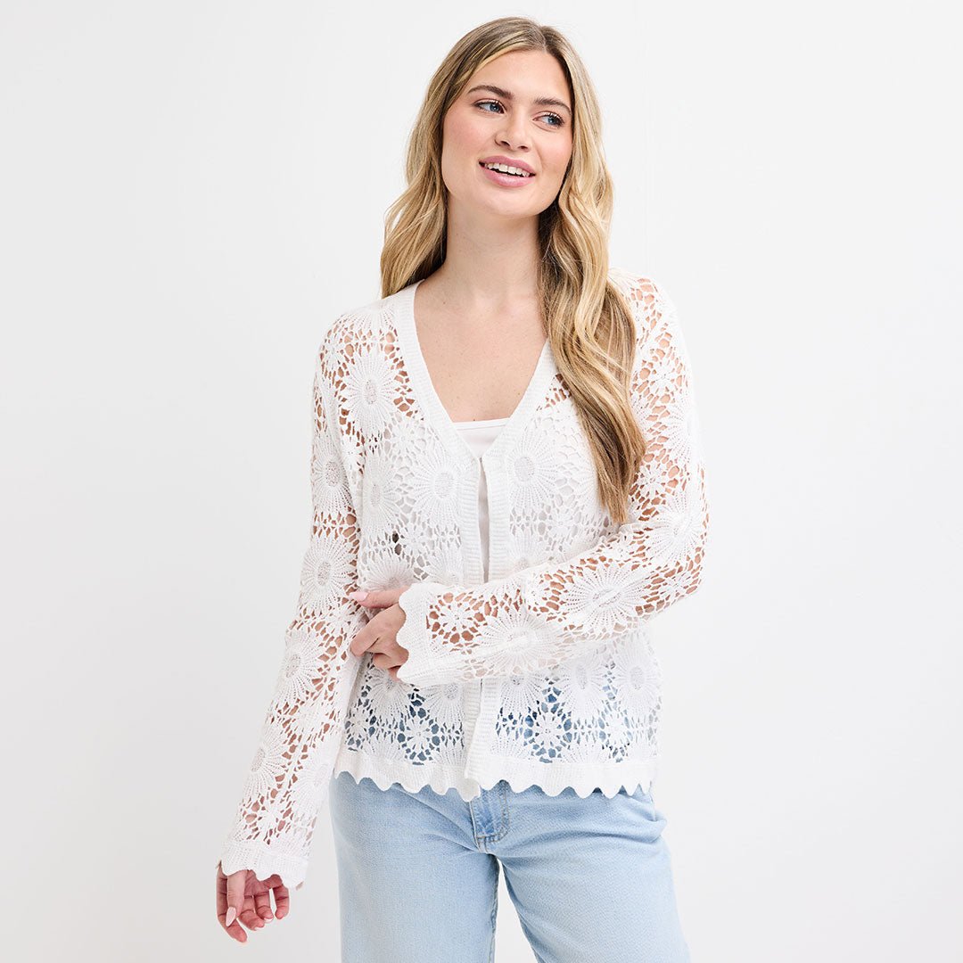 Her lip to Crochet Lace Cardigan 【M】新品 Crochet Lace Cardigan