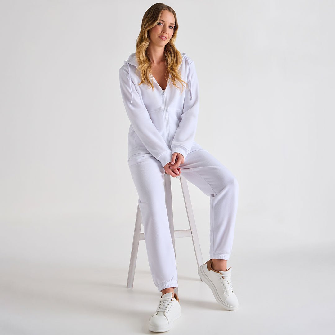 Ladies White Zip Jacket from You Know Who's