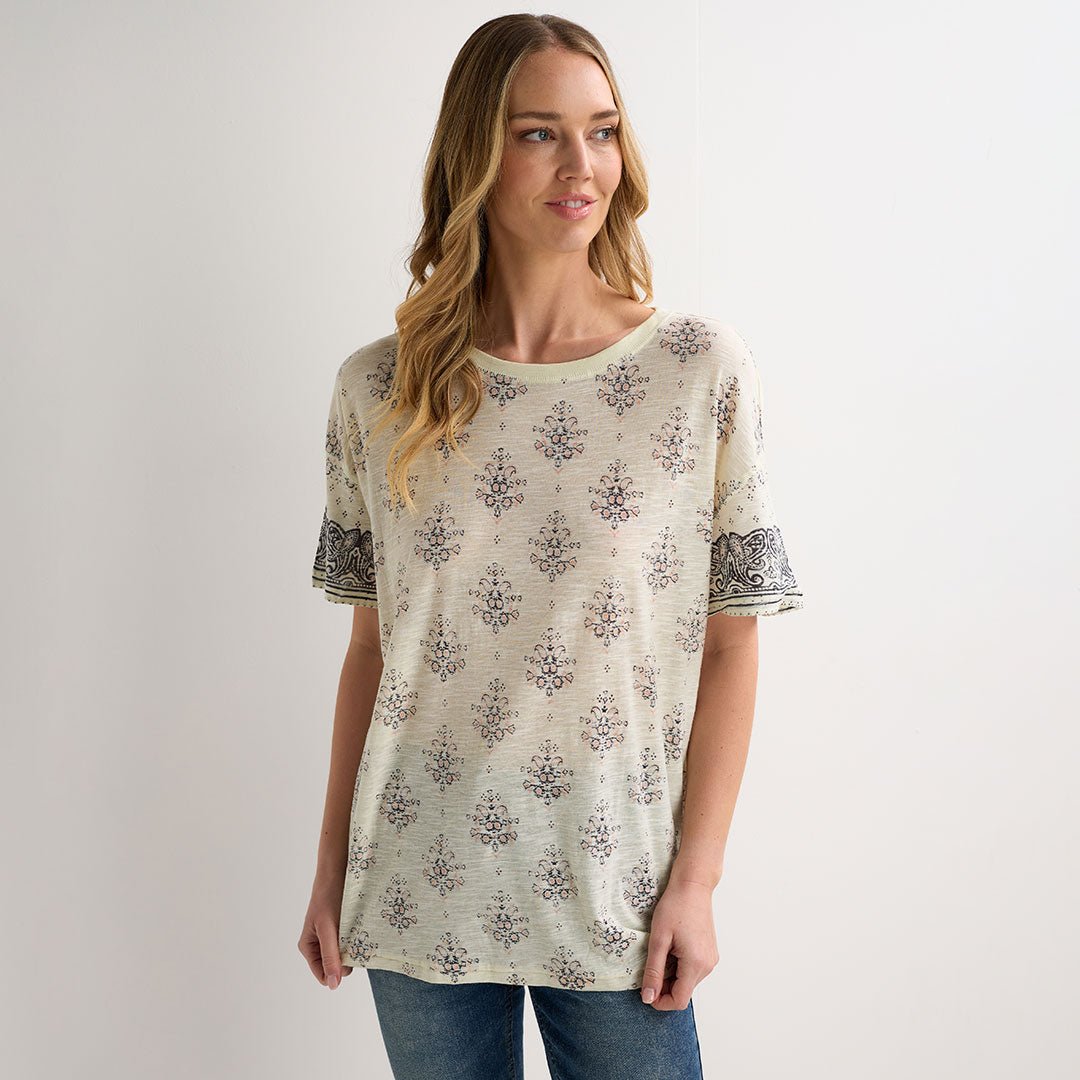 Ladies Yellow Printed Relaxed Fit T-Shirt from You Know Who's