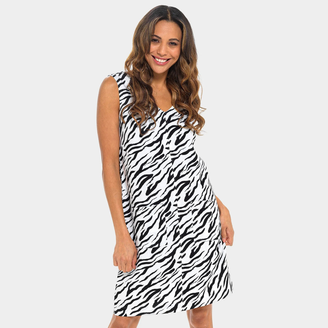 Ladies Zebra Linen V neck Dress from You Know Who's