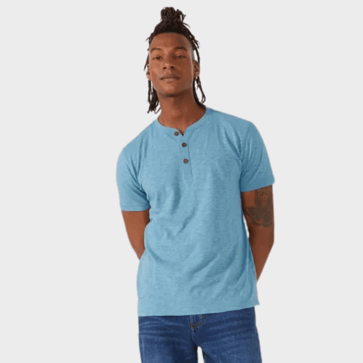 Men's Aqua 3 Button Shirt from You Know Who's