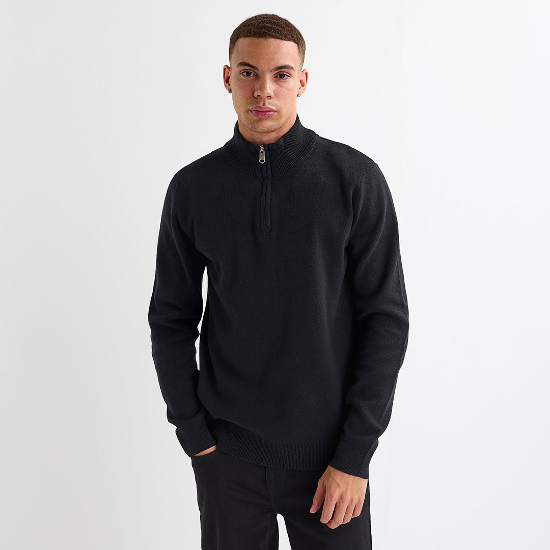 Mens Black 1/4 Zip Jumper from You Know Who's