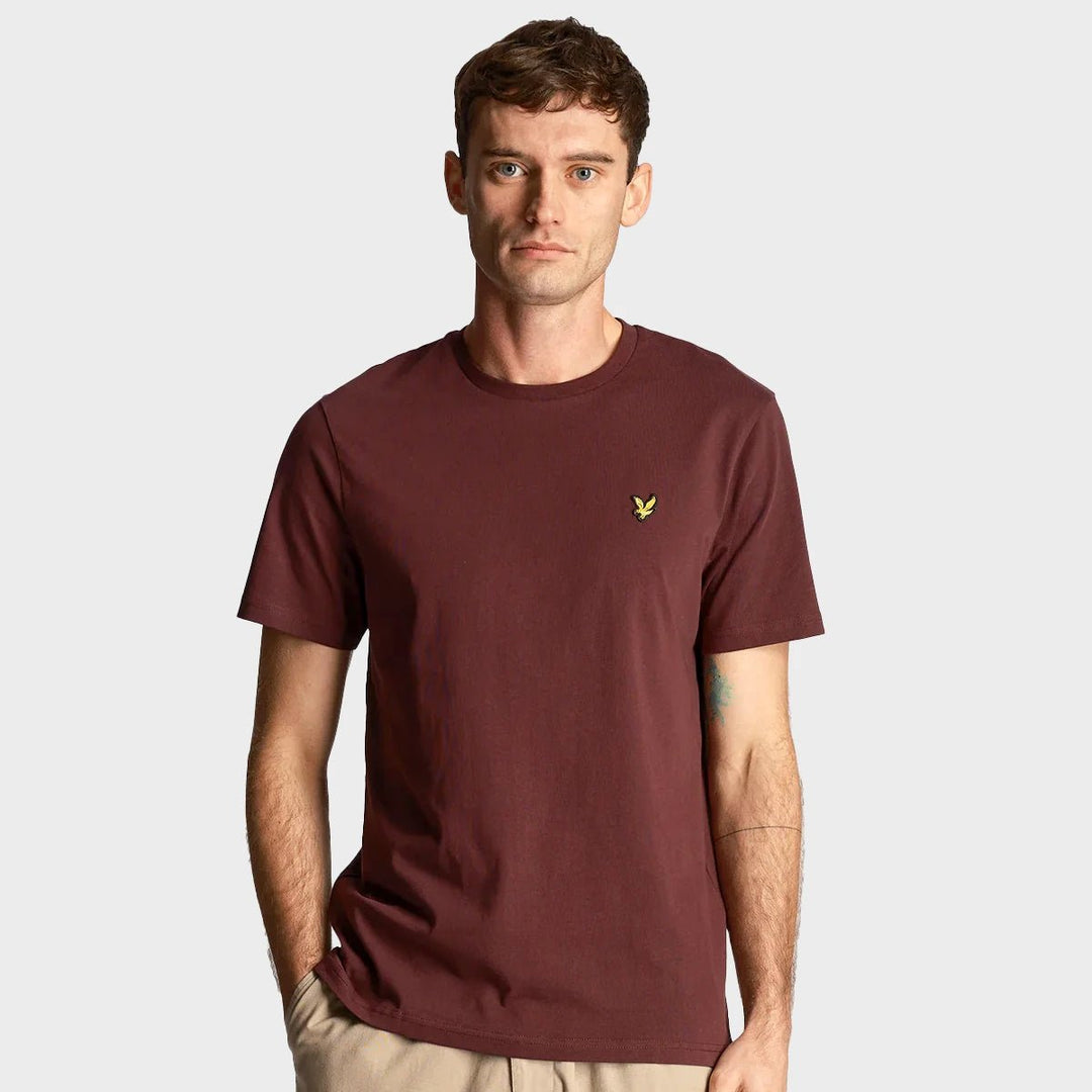 Men's Burgundy Lyle & Scott Gold Logo T-shirt from You Know Who's