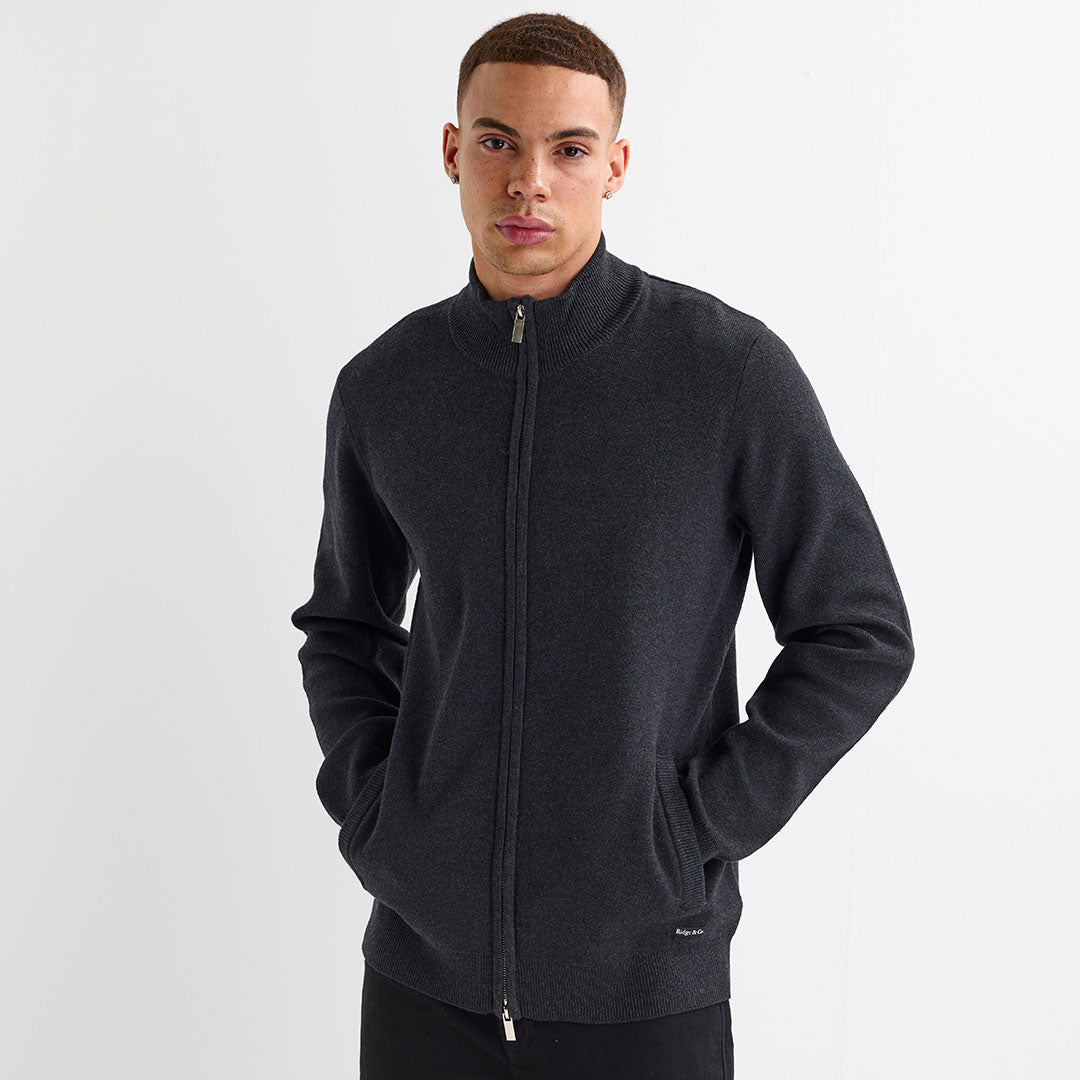 Mens Charcoal Knitted Zipper from You Know Who's
