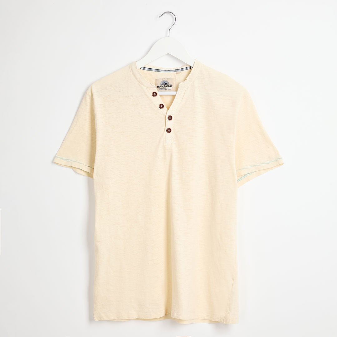 Men's Cream 4 Button T-Shirt from You Know Who's