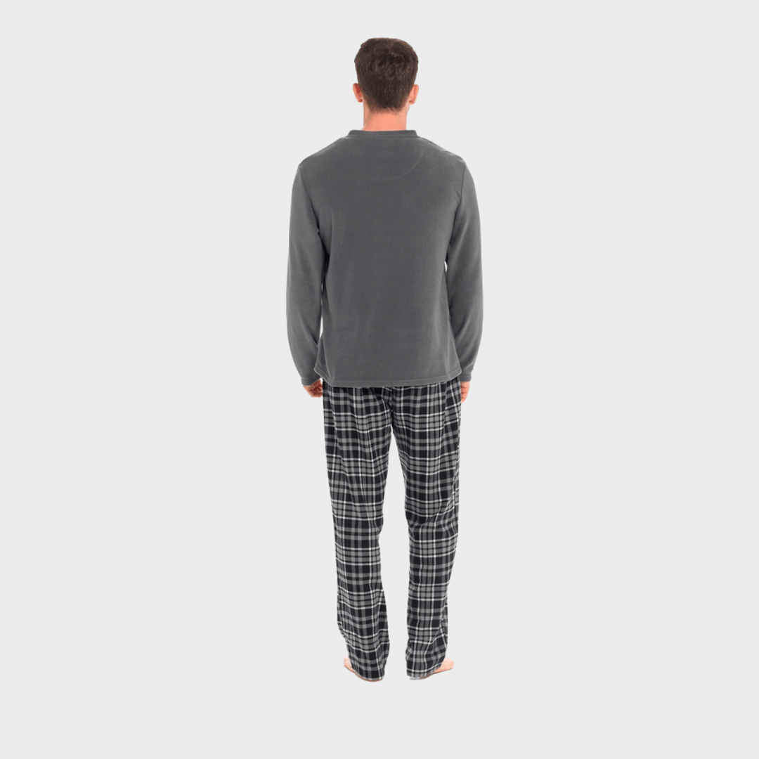 Mens Grey Checked Fleece Pyjamas from You Know Who's