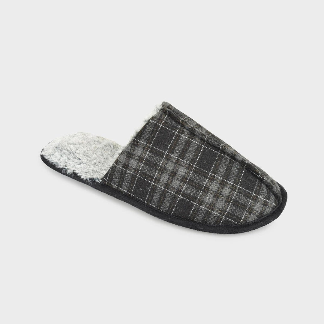 Mens Grey Fur Lined Mule Slipper from You Know Who's
