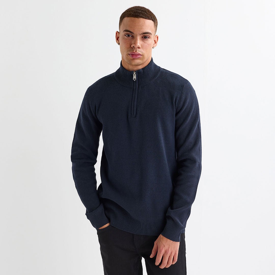 Mens Navy 1/4 Zip Jumper from You Know Who's