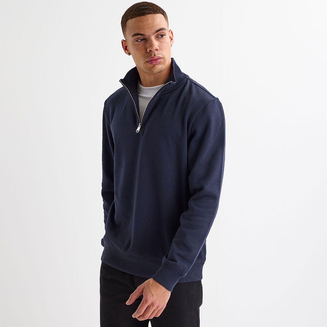 Mens Navy 1/4 Zip Mock Jumper – You Know Who's
