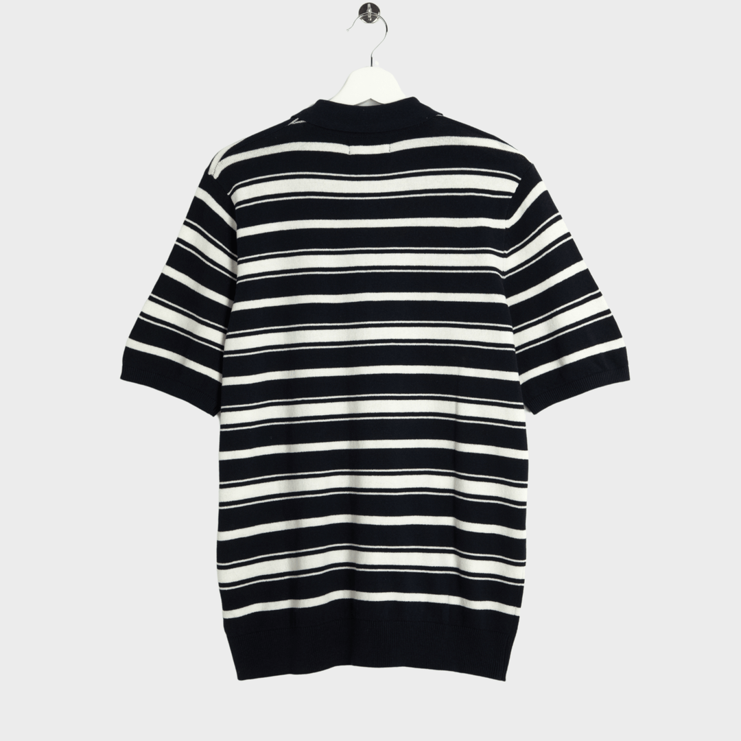 Mens Navy Stripe Zip Neck Polo from You Know Who's