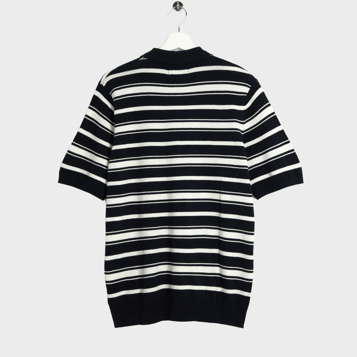 Mens Navy Stripe Zip Neck Polo from You Know Who's