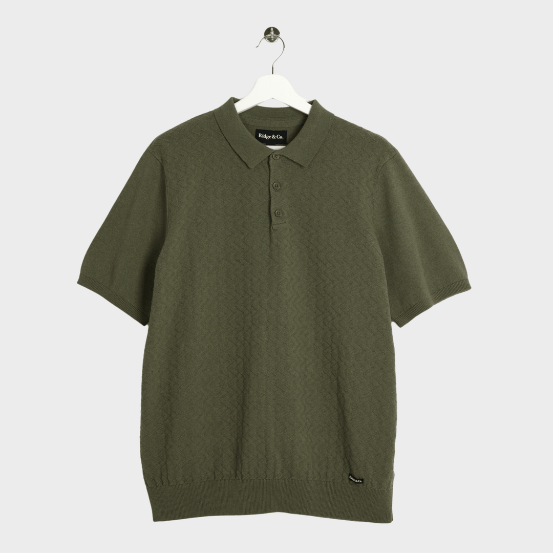 Mens Sage Green Textured Polo Top from You Know Who's