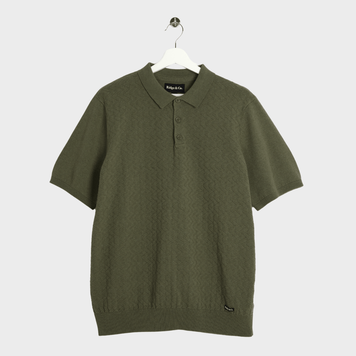 Mens Sage Green Textured Polo Top from You Know Who's