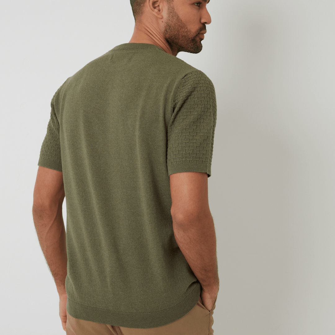 Men's Sage Textured Front Knitted T-Shirt from You Know Who's