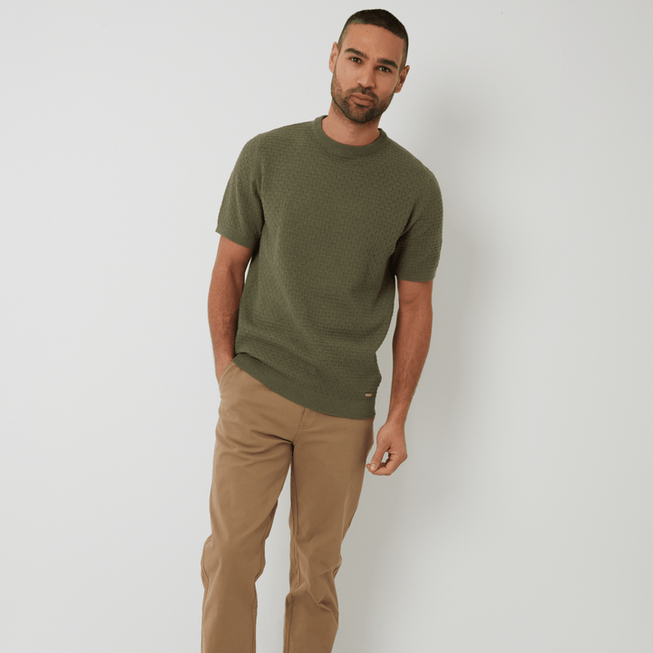 Men's Sage Textured Front Knitted T-Shirt from You Know Who's