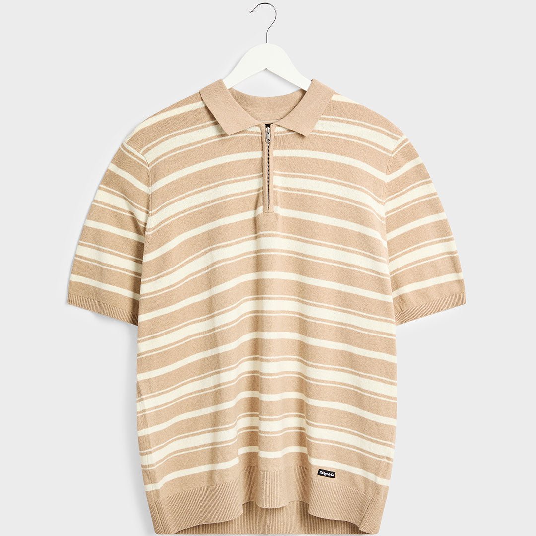 Mens Stone Stripe Zip Neck Polo from You Know Who's