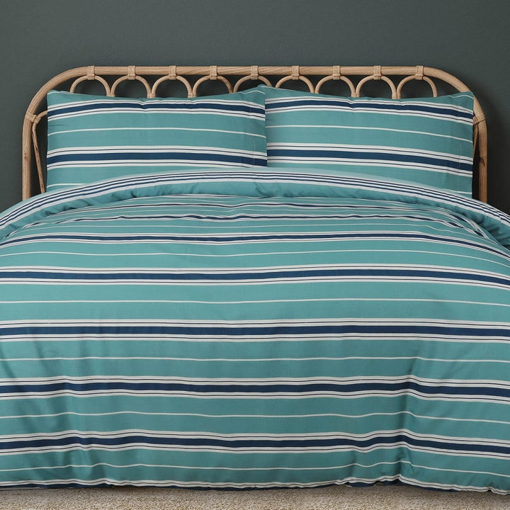 Sleepdown Teal Banded Stripe Duvet Cover from You Know Who's