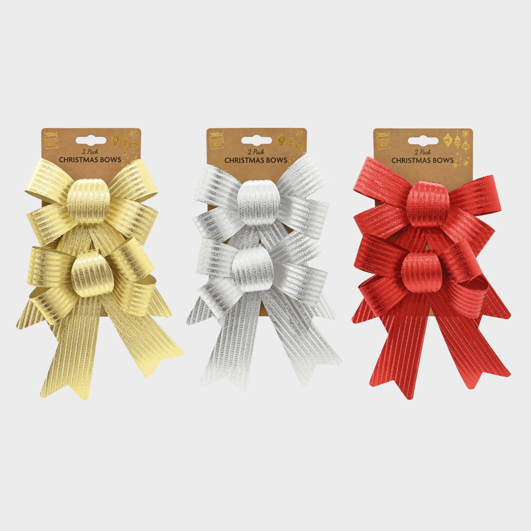 Stripes bow metallic med 2pk asst from You Know Who's