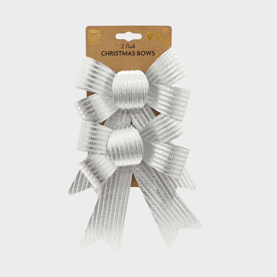 Stripes bow metallic med 2pk asst from You Know Who's