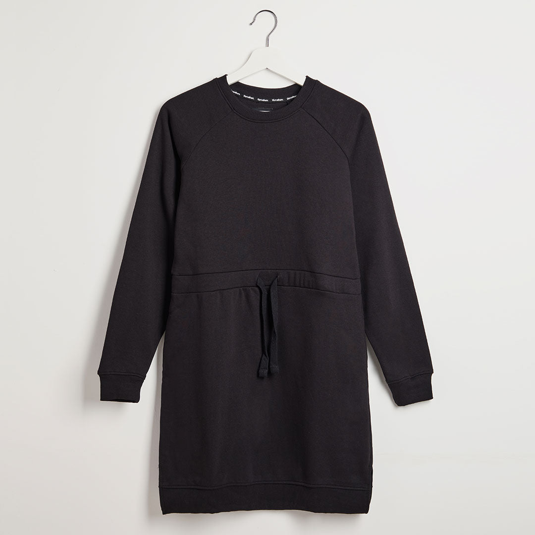 Threadbare Ladies Black Drawcord Sweater Dress