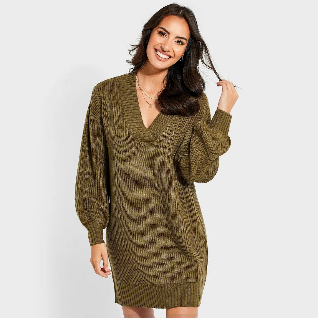 Threadbare Ladies V - Neck Knitted Dress from You Know Who's