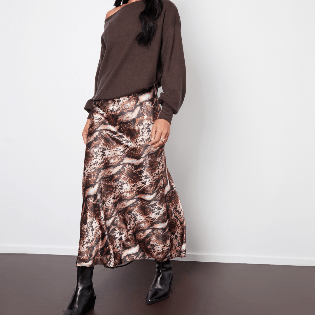 Threadbare Satin Snake Print Maxi Skirt from You Know Who's