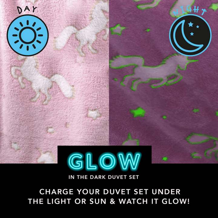 Unicorn Glow in the Dark Duvet Set from You Know Who's