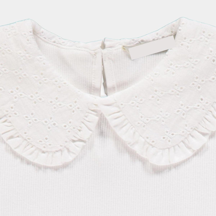 Girls Broderie Collar Ribbed Top from You Know Who's