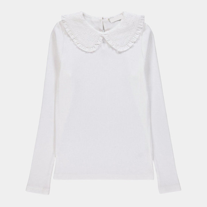Girls Broderie Collar Ribbed Top from You Know Who's