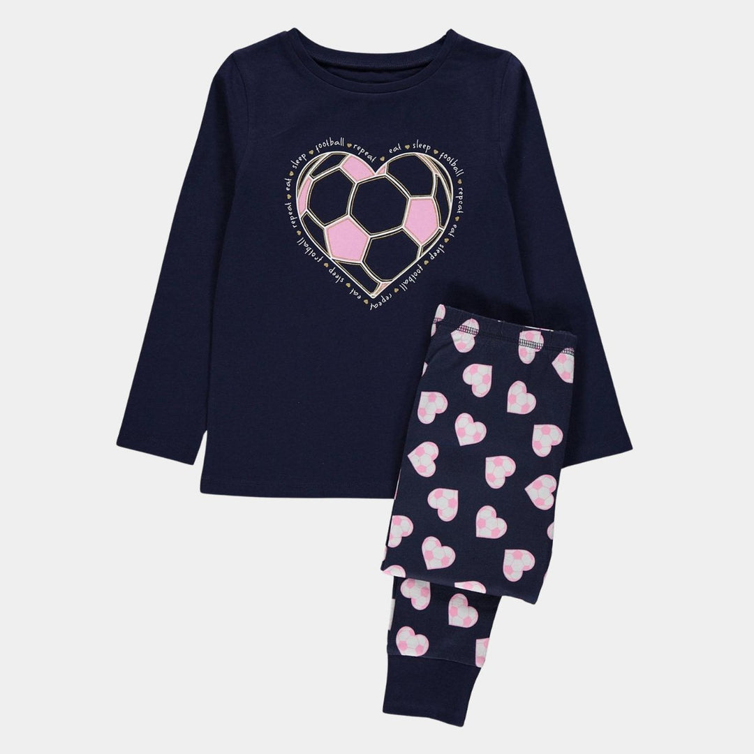 Girl`s Football Hearts PJs from You Know Who's