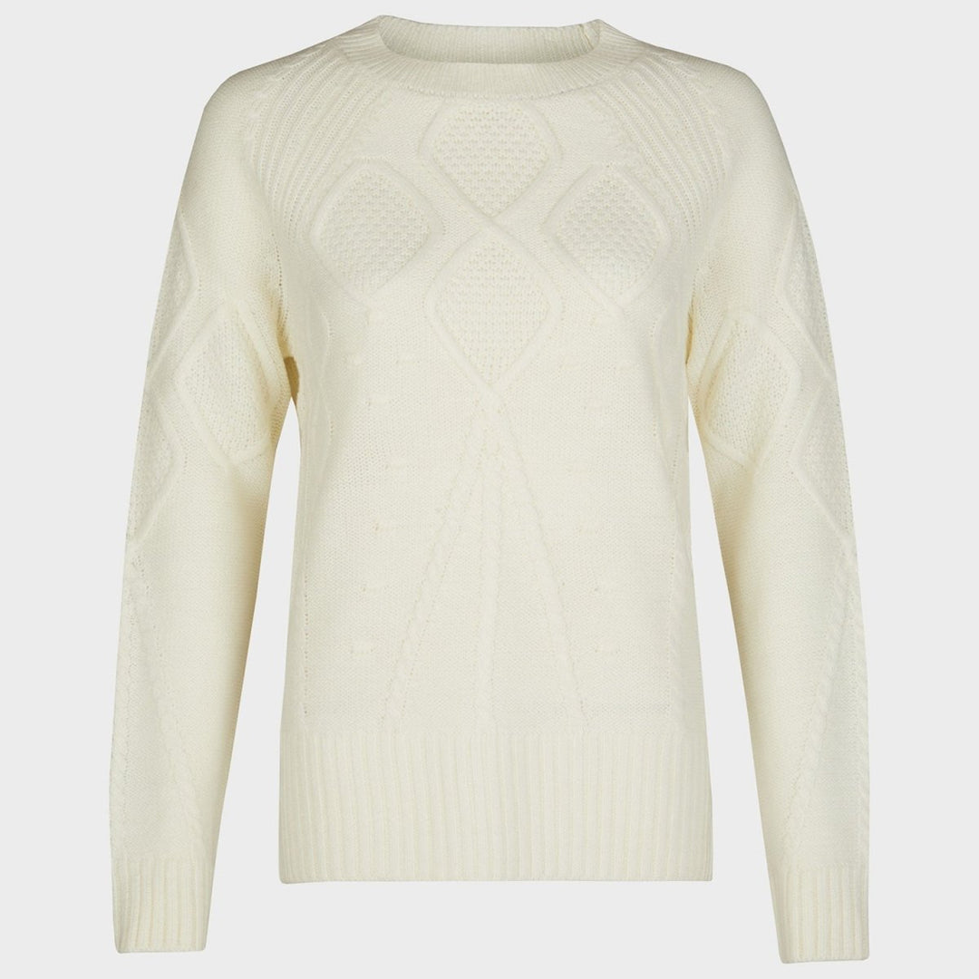 Ladies Cable Knit Crew Neck Off White from You Know Who's