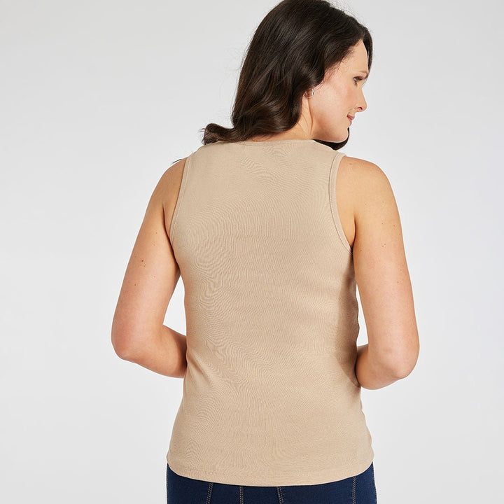 Ladies Essential Crew Vest Stone from You Know Who's