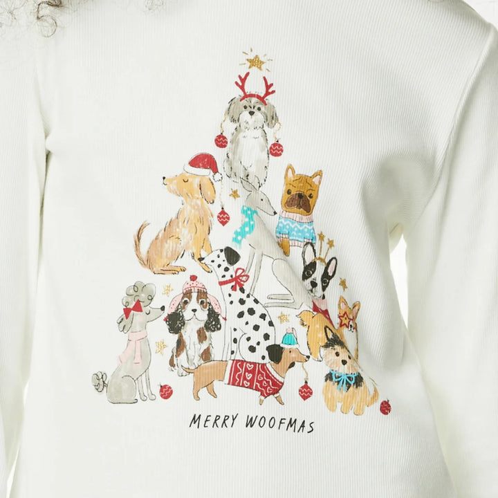 Ex Store Girls Woof Christmas Top