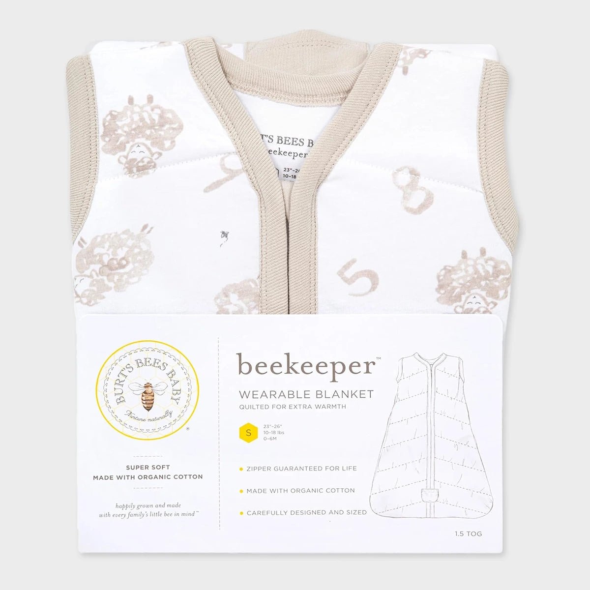 1.0 Tog Neutral Sheep Organic Baby sleep Bag from You Know Who's