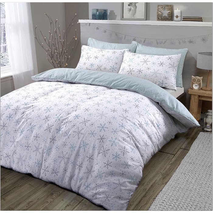 100% Cotton Flannel Snowflake Duvet Set from You Know Who's