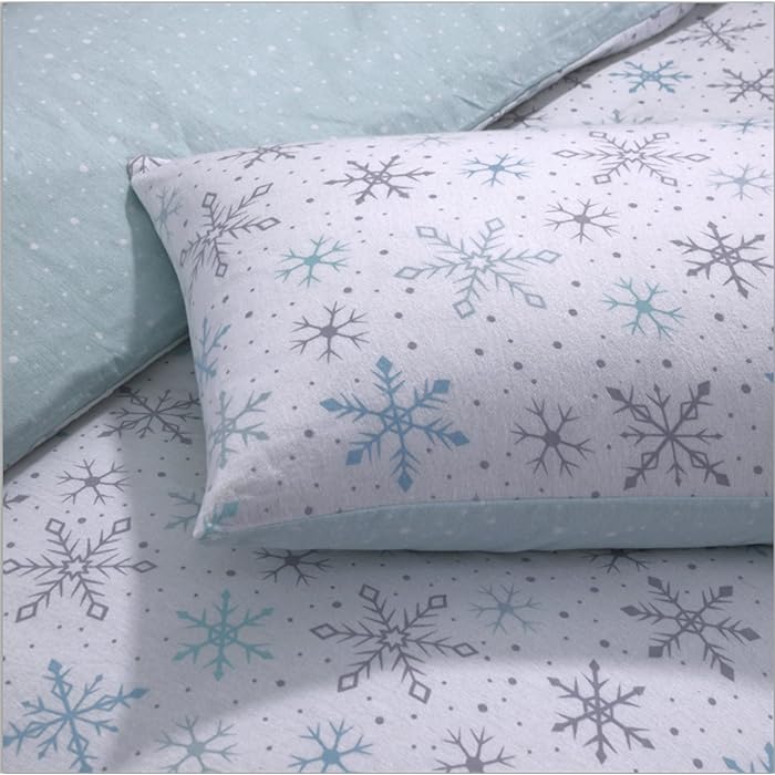 100% Cotton Flannel Snowflake Duvet Set from You Know Who's