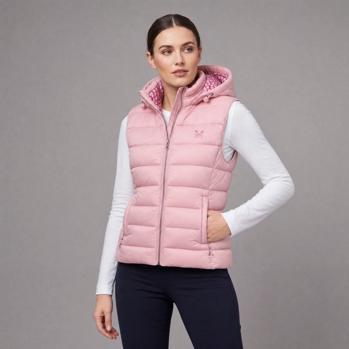 Ladies Floral Printed Crew Gilet