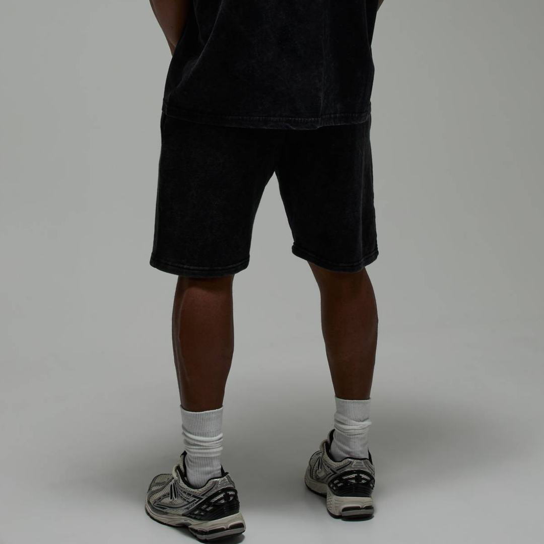 Men's Black Acid Wash 'One More Rep' Shorts