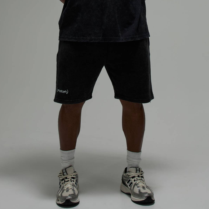 Men's Black Acid Wash 'One More Rep' Shorts