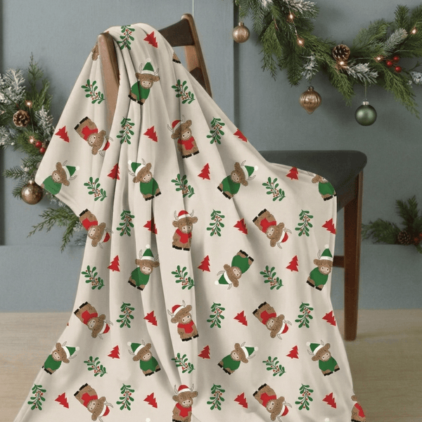 120x150cm Xmas Highland Cow Throw from You Know Who's